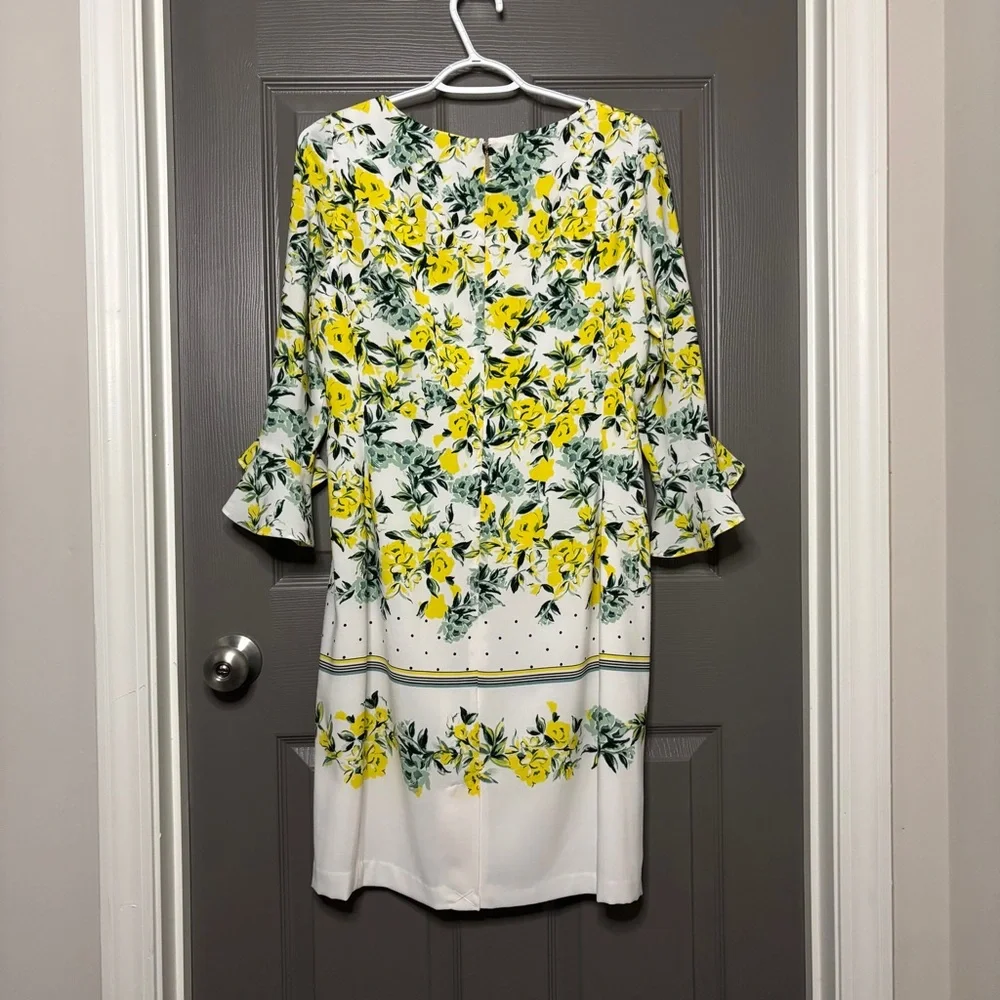 Karl Lagerfeld Paris New Vibrant Floral Dress with Ruffled Tulip Sleeves Size 8 - Picture 11 of 14